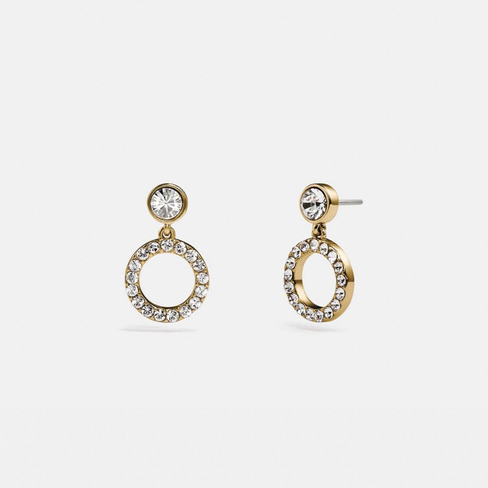 C9325 - Halo Pave Drop Stud Earrings Gold/Clear