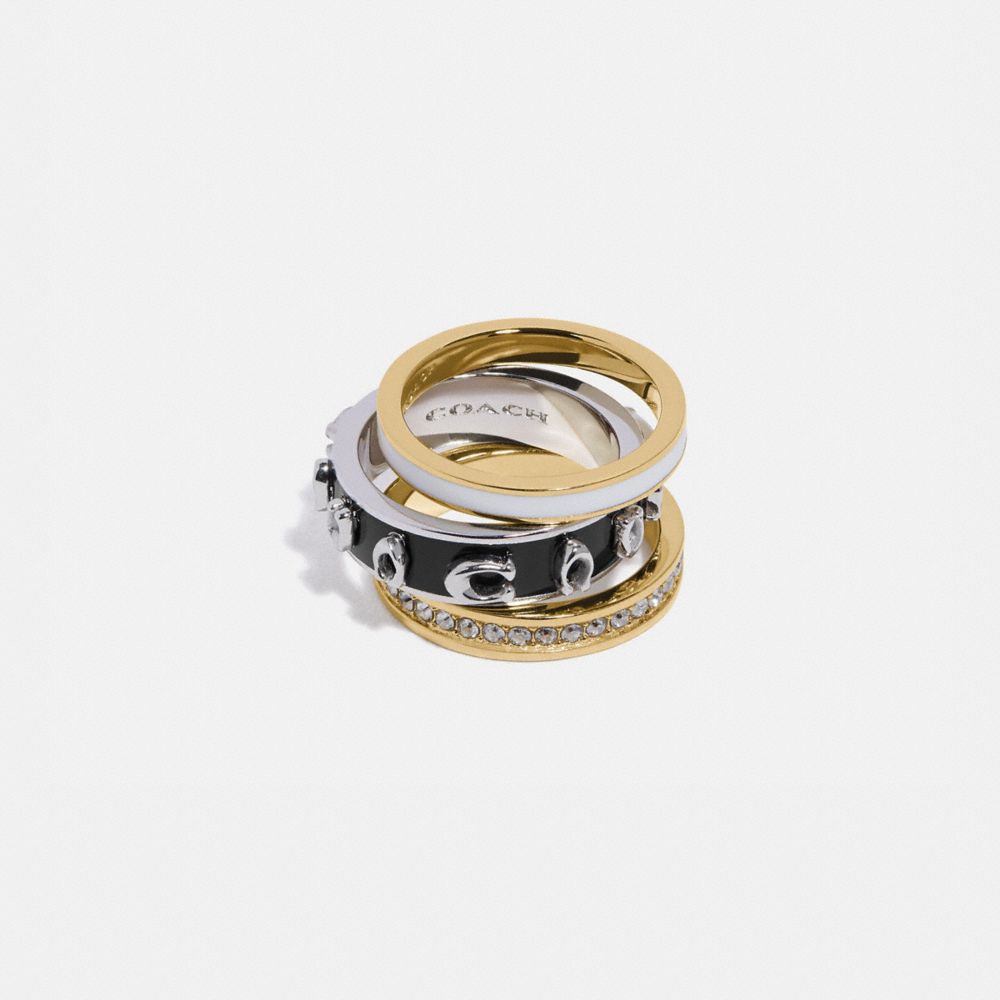 C9332 - Pegged Signature Ring Set GOLD/BLACK