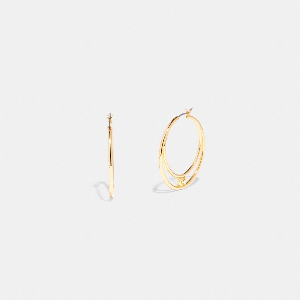 C9356 - Signature Double Hoop Earrings Gold