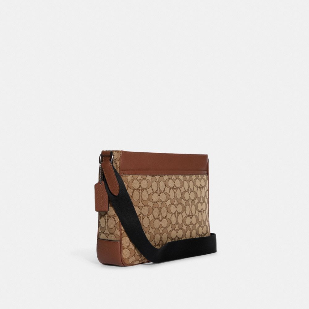 THOMPSON CROSSBODY IN SIGNATURE JACQUARD WITH VARSITY STRIPE