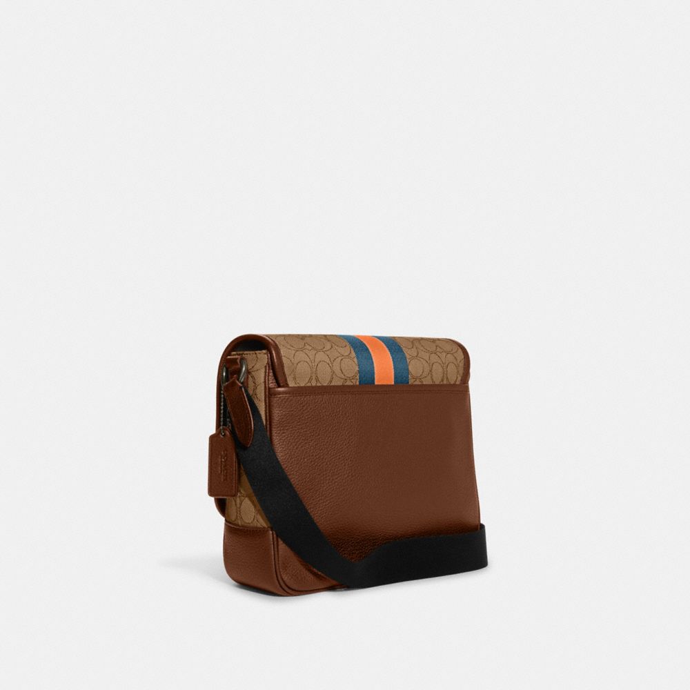 THOMPSON SMALL MAP BAG IN SIGNATURE JACQUARD WITH VARSITY STRIPE