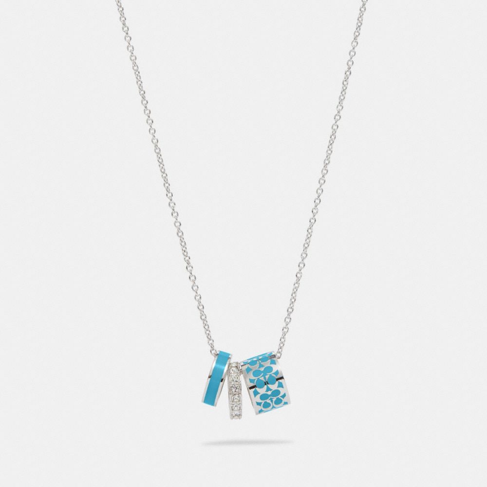 Signature Necklace - SILVER/BLUE - COACH C9446