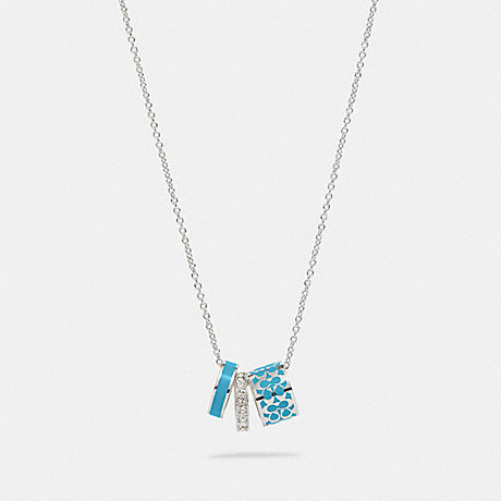 COACH C9446 Signature Necklace SILVER/BLUE