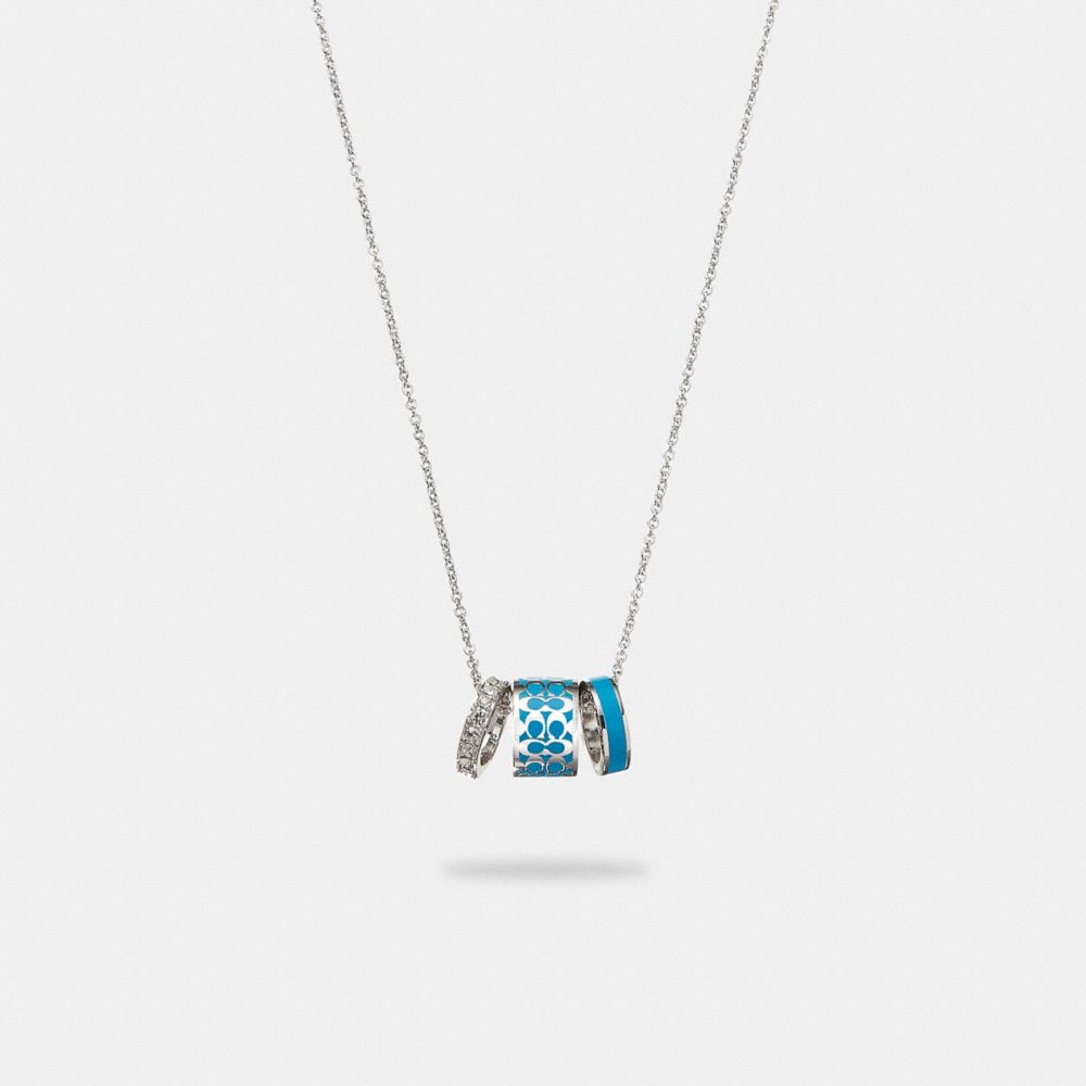 COACH C9446 Signature Enamel Necklace BRIGHT BLUE/SILVER