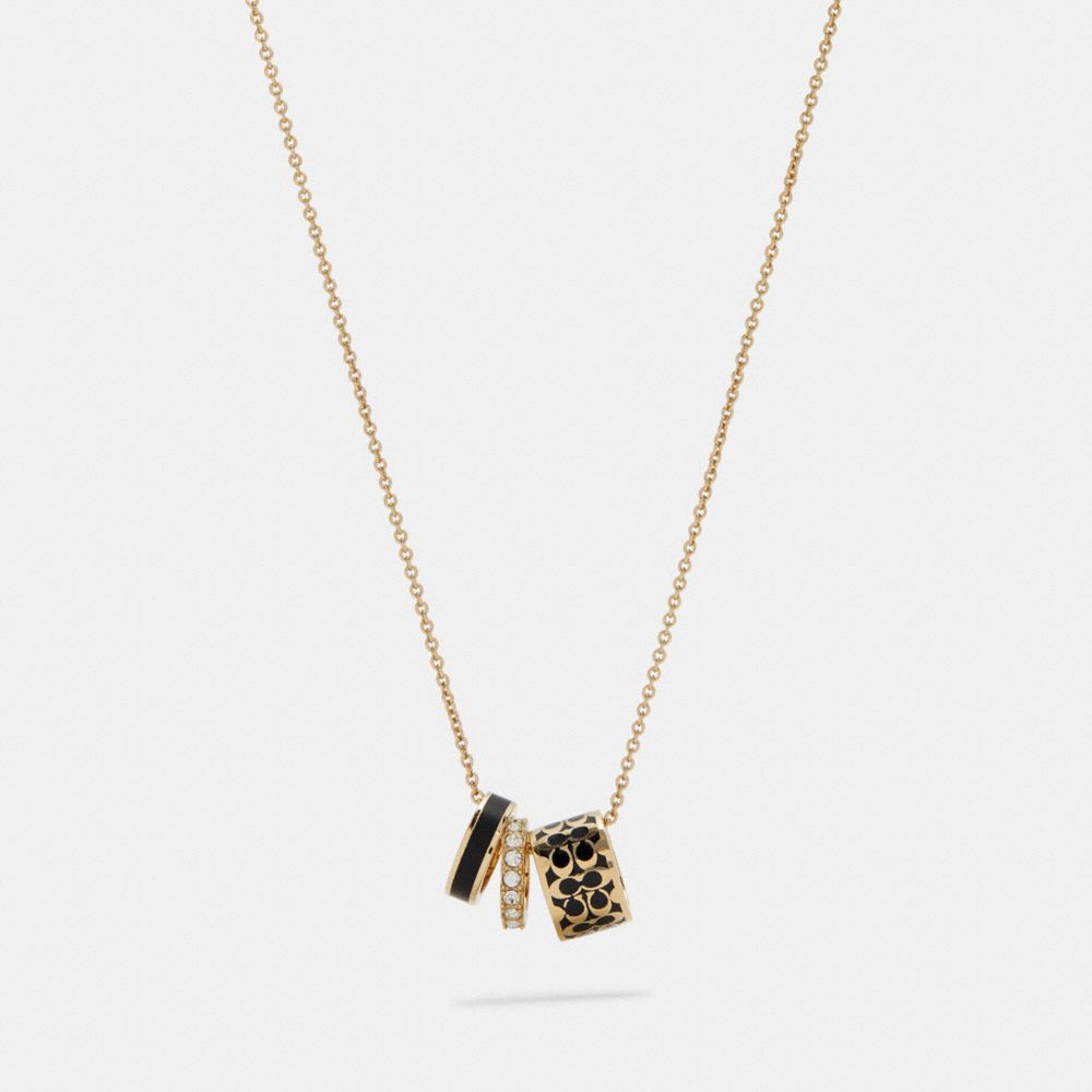 COACH C9446 Signature Enamel Necklace GOLD/BLACK