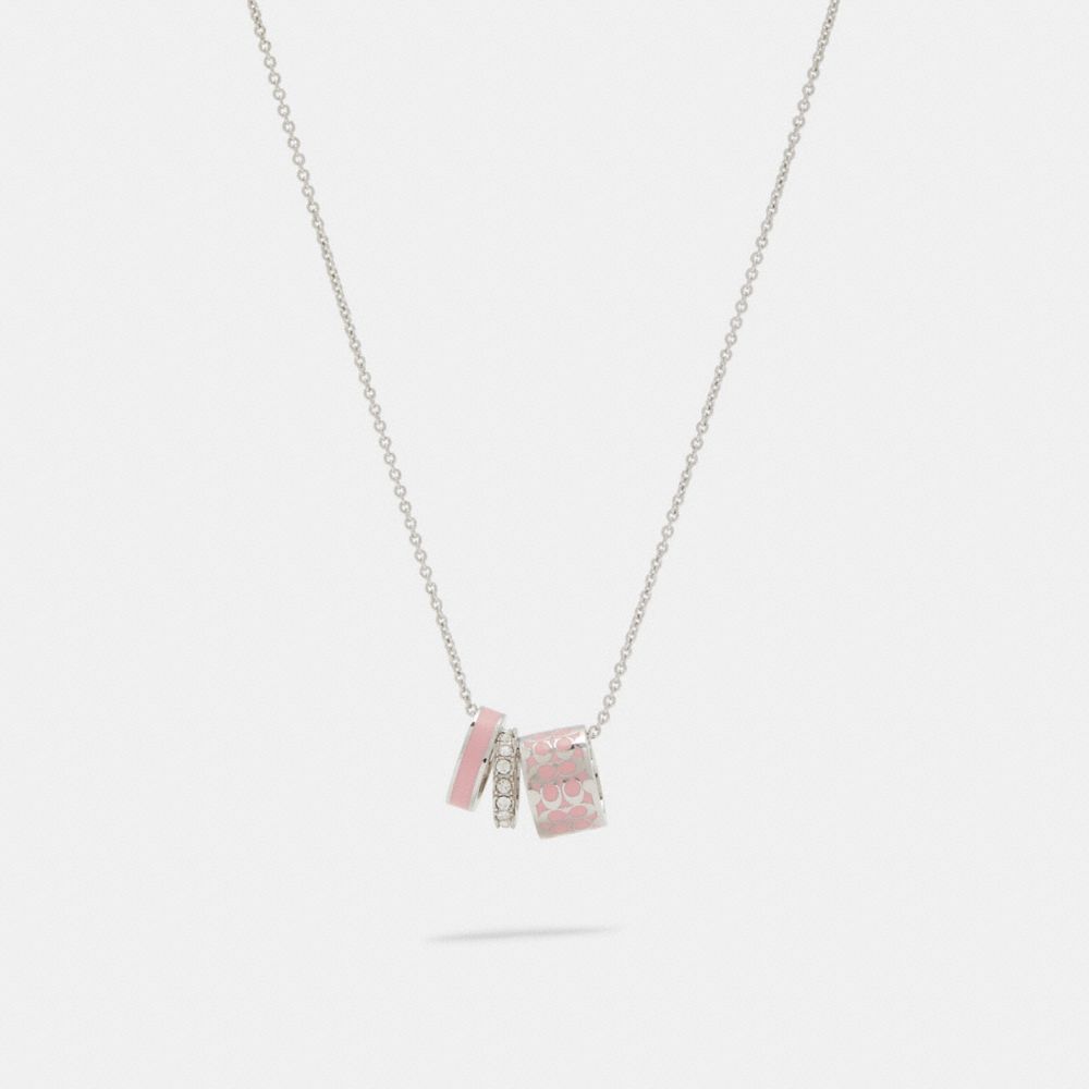 COACH C9446 Signature Enamel Necklace SILVER/PINK