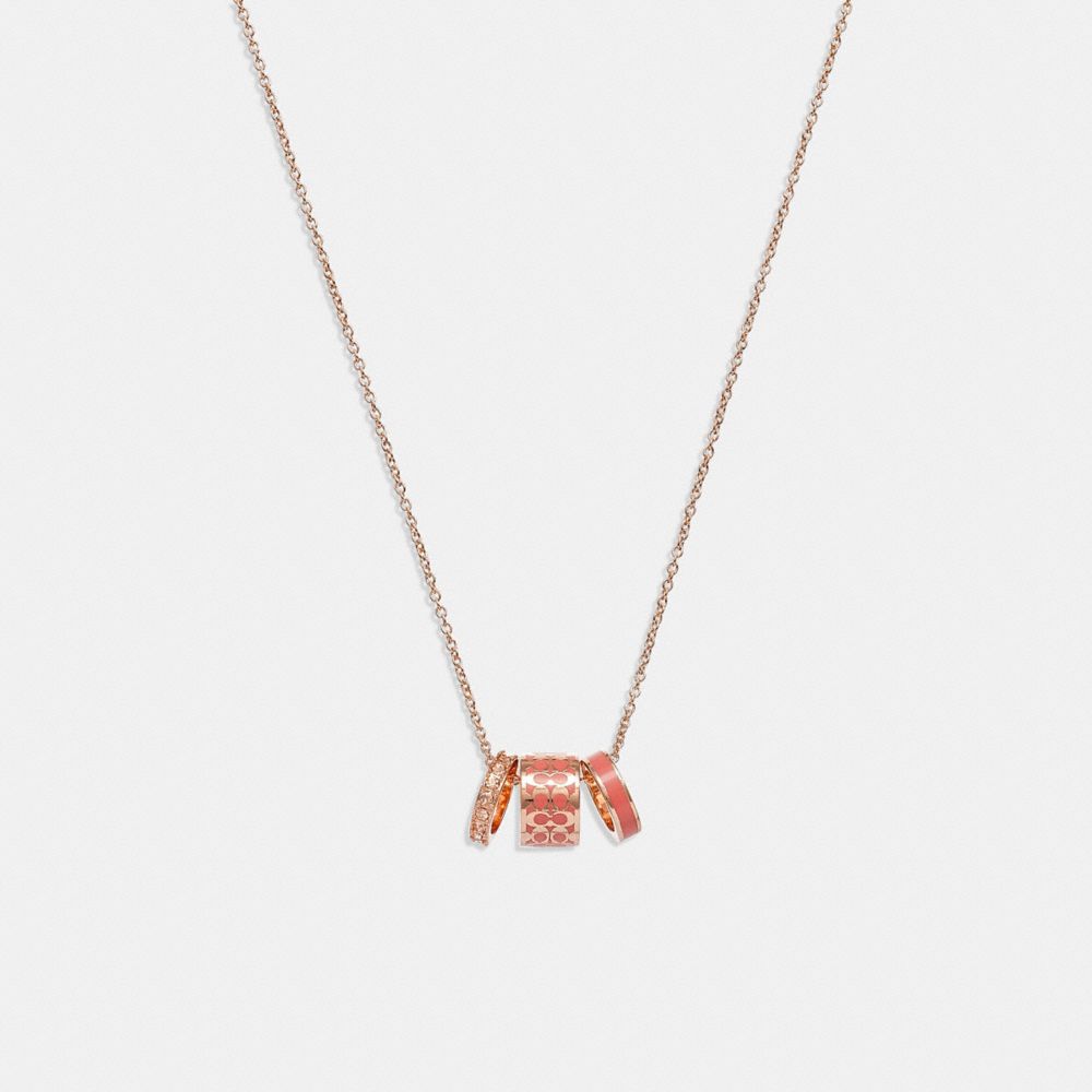 Signature Enamel Necklace - C9446 - Red/Rose Gold