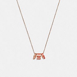 COACH C9446 Signature Enamel Necklace RED/ROSE GOLD