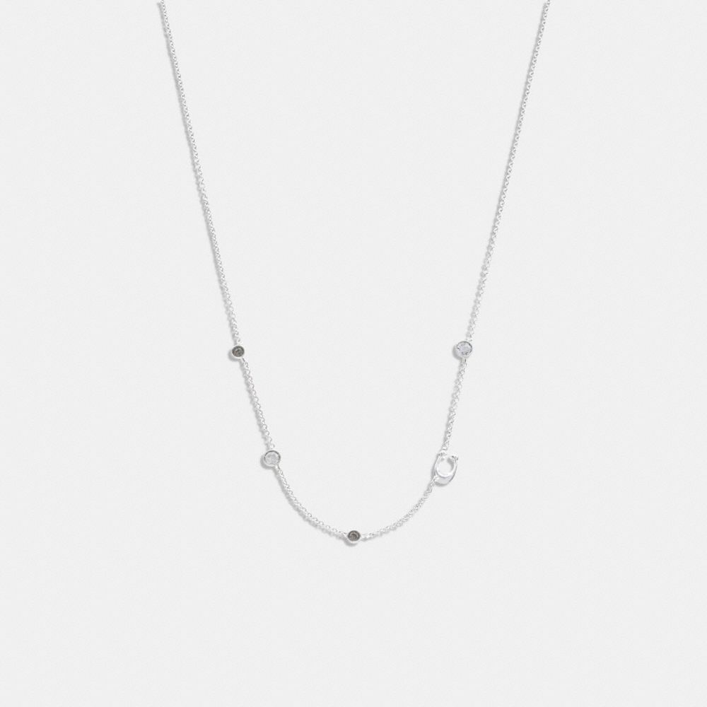 COACH C9448 Signature Crystal Necklace SILVER/BLACK