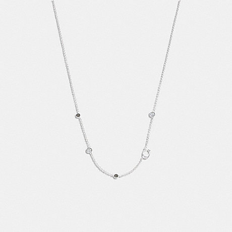 COACH C9448 Signature Crystal Necklace Silver/Black