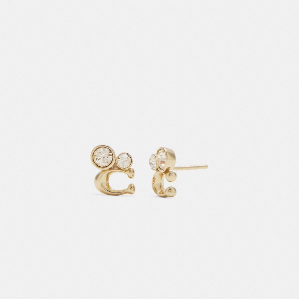 COACH Signature Crystal Cluster Stud Earrings - GOLD - C9450