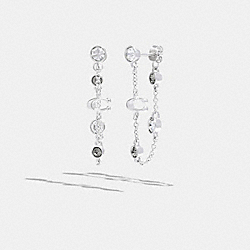 COACH C9451 Signature Crystal Chain Earrings SILVER/BLACK