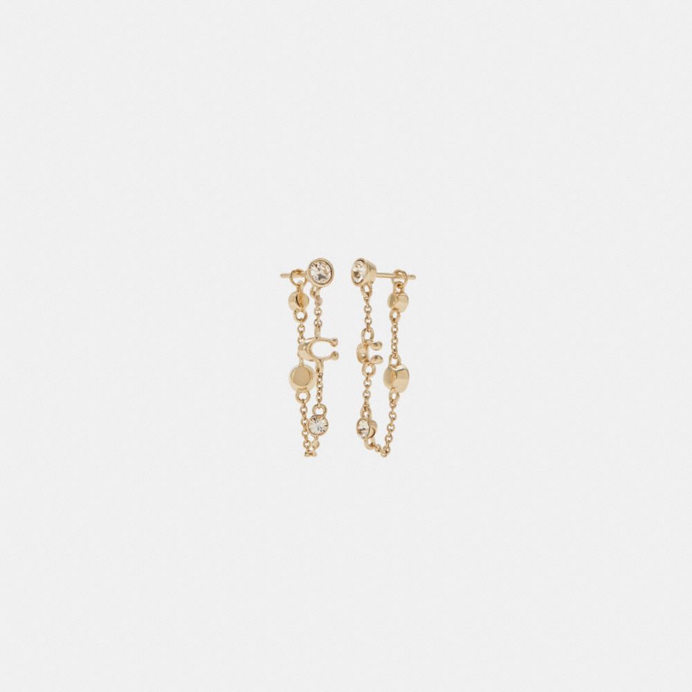 Signature Crystal Chain Earrings - C9451 - GOLD