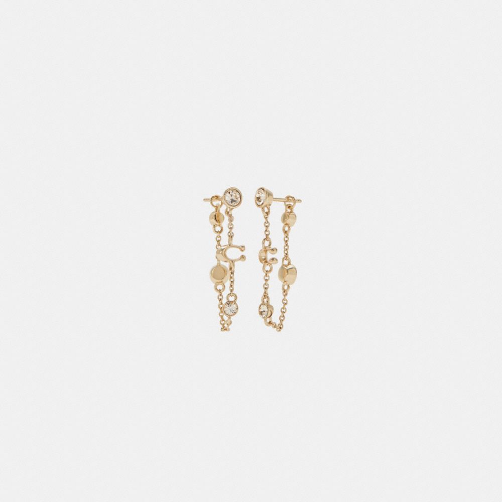 COACH C9451 Signature Crystal Chain Earrings GOLD