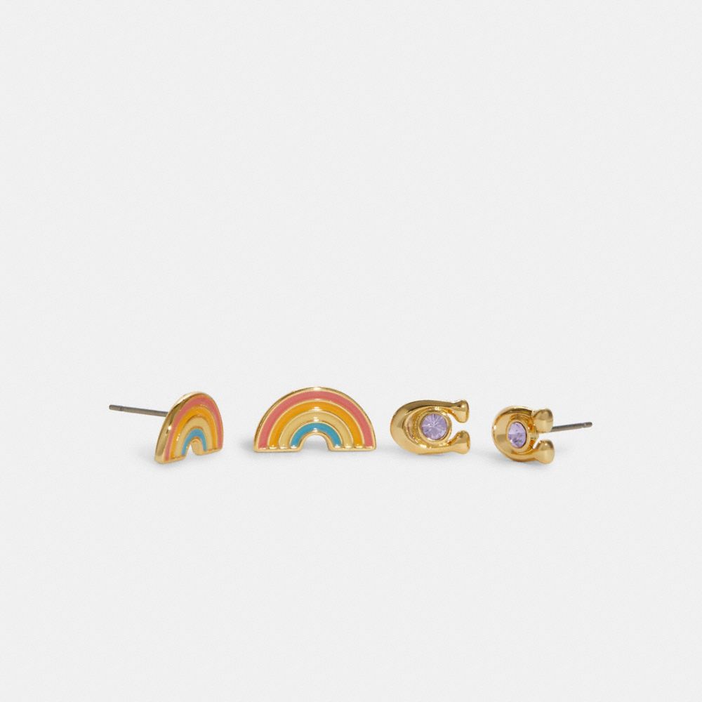 COACH C9461 Rainbow Earrings Stud Set GOLD-MULTI