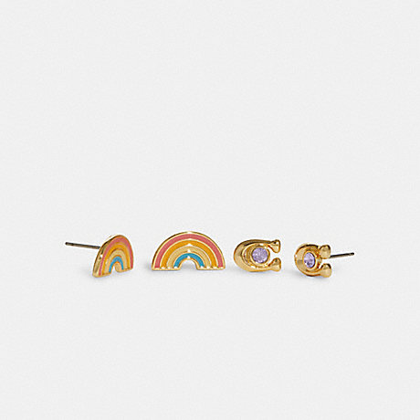 COACH C9461 Rainbow Earrings Stud Set GOLD-MULTI