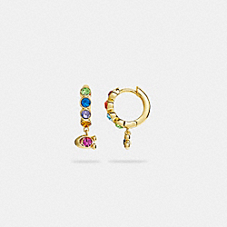 COACH C9463 - Signature Script Huggie Drop Earrings GOLD MULTI