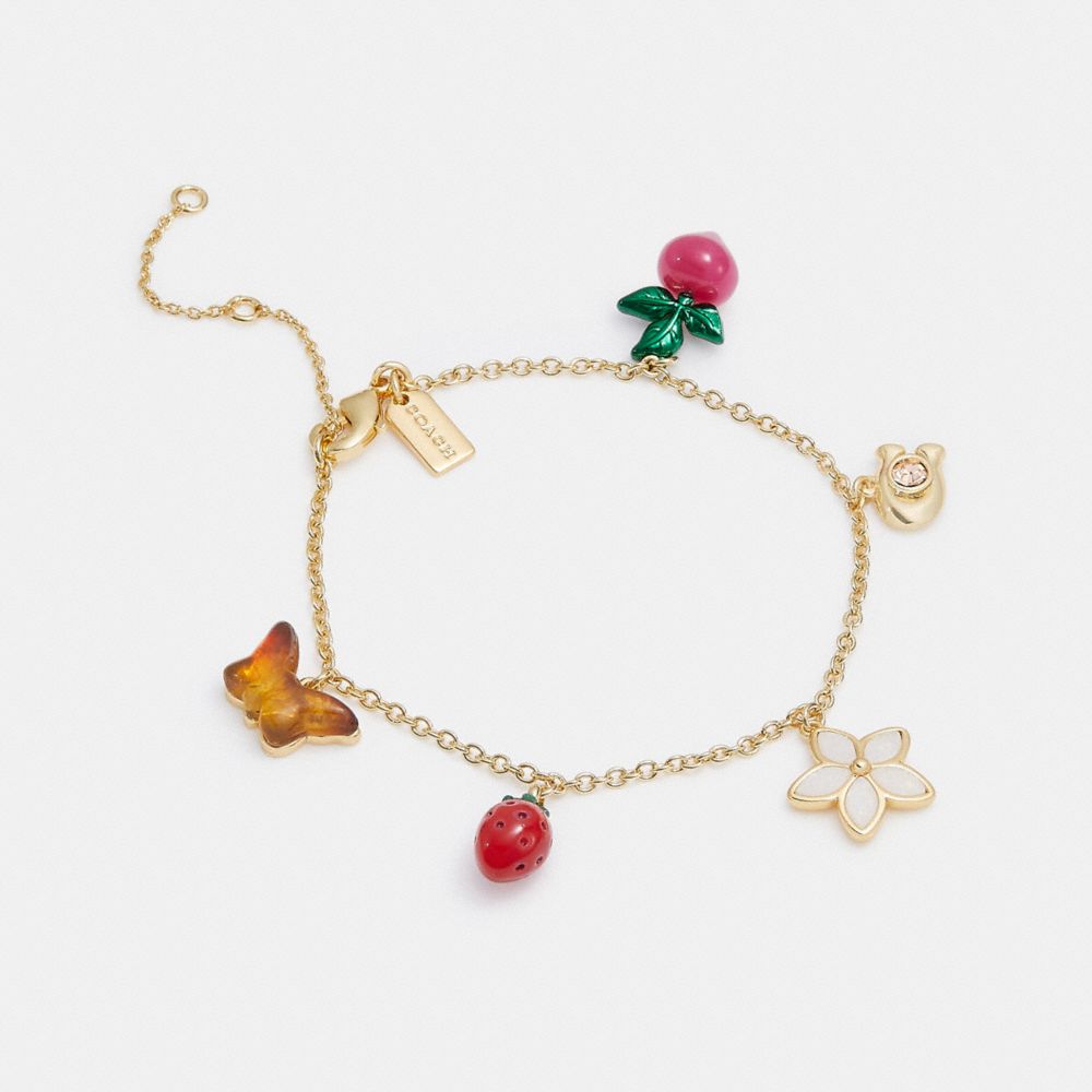 COACH C9468 - STRAWBERRY MULTI CHARM BRACELET - GOLD MULTI | COACH GIFTS