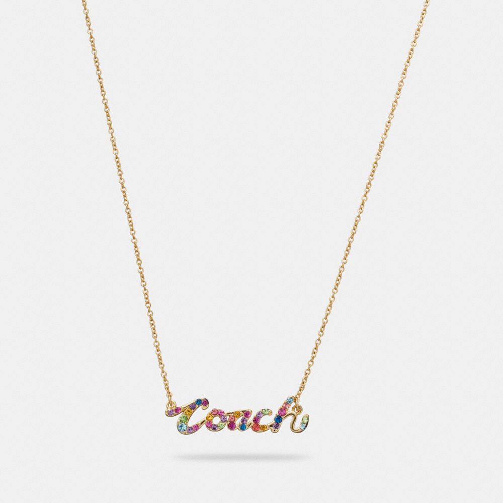 COACH Signature Script Necklace - GOLD MULTI - C9471