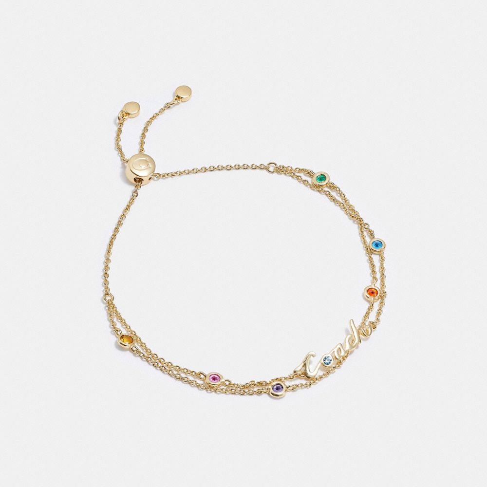 Signature Script Double Chain Slider Bracelet - GOLD MULTI - COACH C9474