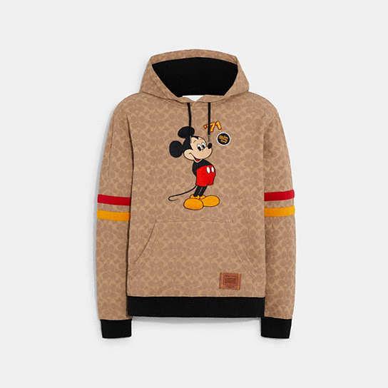 C9479 - Disney X Coach Mickey Mouse Signature Hoodie In Organic Cotton Tan Signature