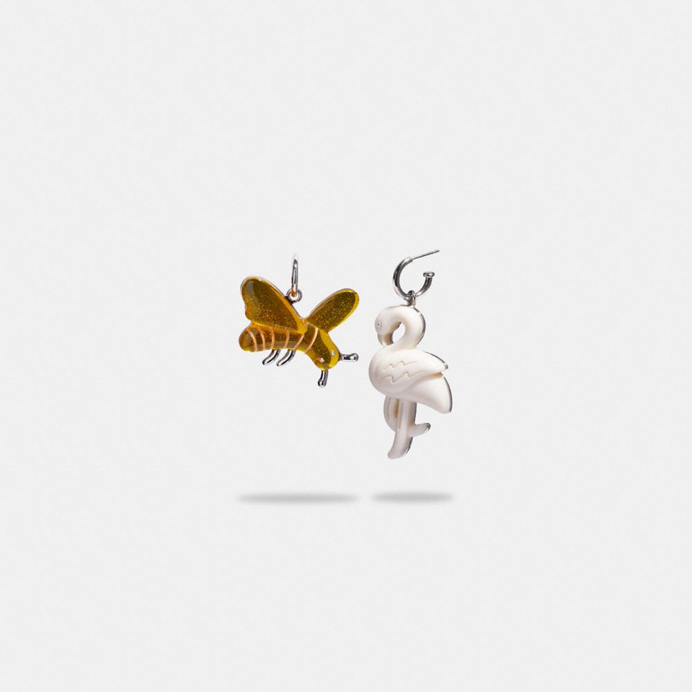 COACH C9487 Flamingo Bee Mismatch Earrings Multi