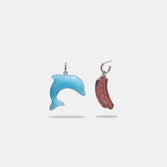 C9488 - Hotdog Dolphin Mismatch Earrings Multi