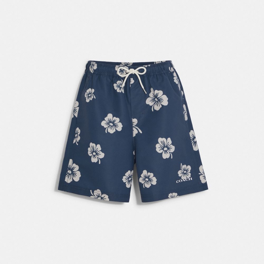 COACH Aloha Print Swim Trunks - DENIM MULTI - C9497