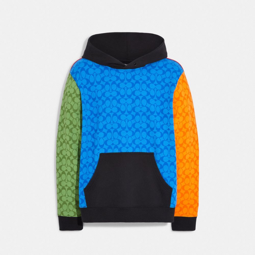 COACH C9501 Colorblock Signature Hoodie MULTICOLOR