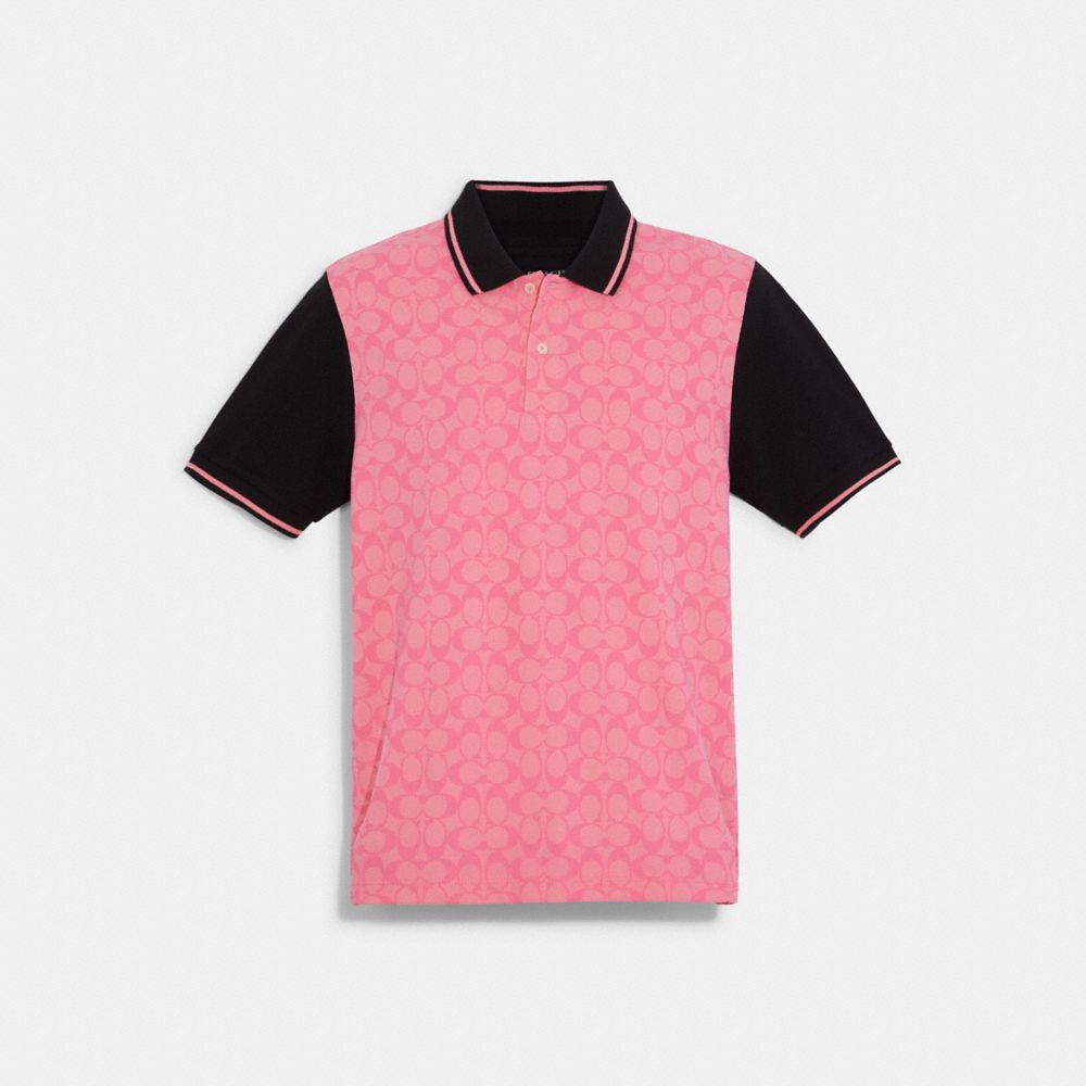 COACH C9503 Colorblock Signature Polo Pink