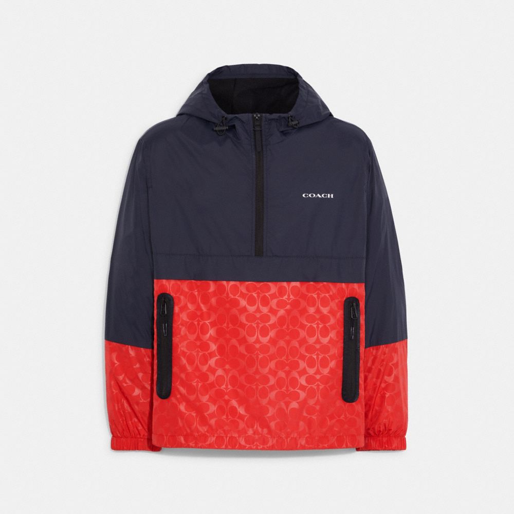 Colorblock Signature Half Zip Windbreaker - C9506 - MIAMI RED