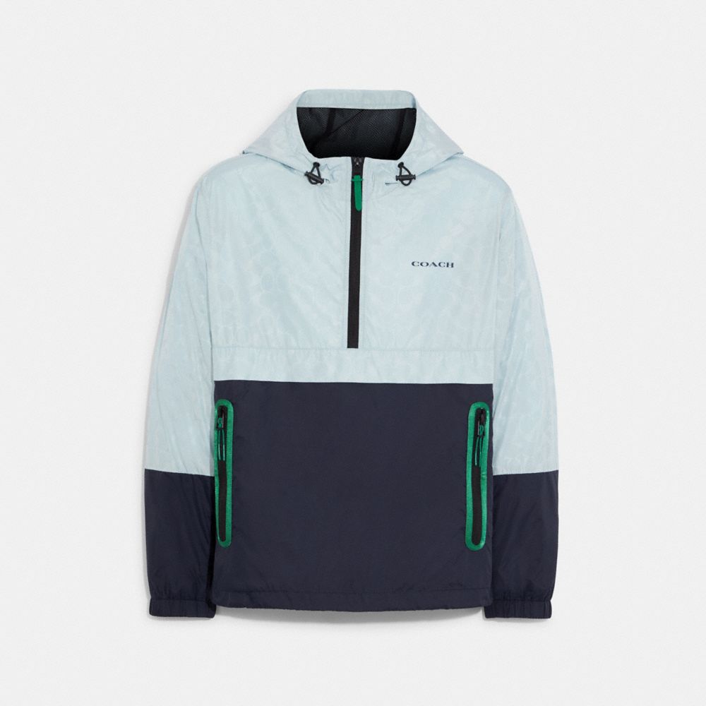 Colorblock Signature Half Zip Windbreaker - C9506 - STERLING BLUE