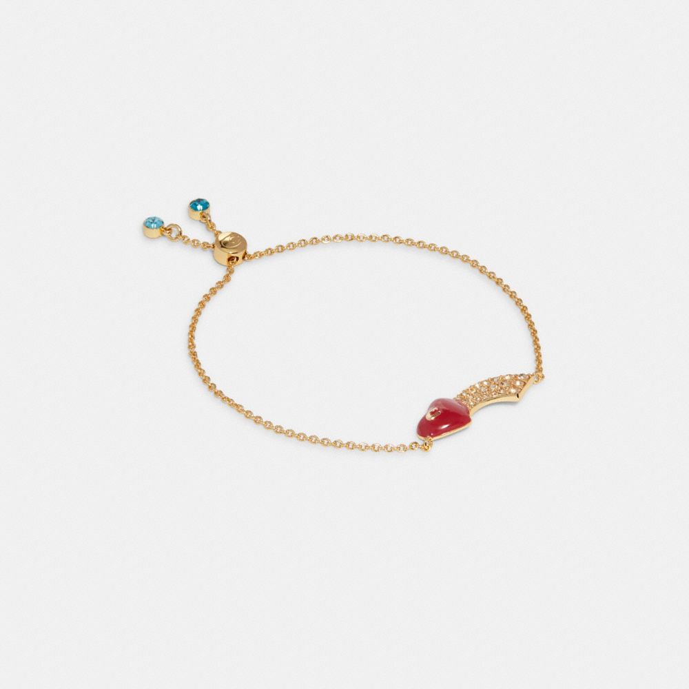 C9507 - Enamel Signature Heart Slider Bracelet GOLD/RED