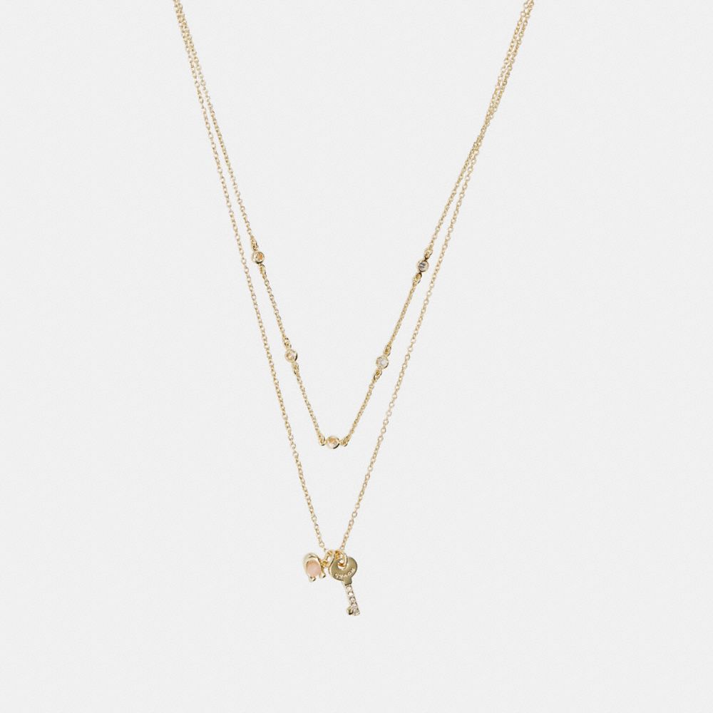 C9521 - Double Chain Key Necklace Gold