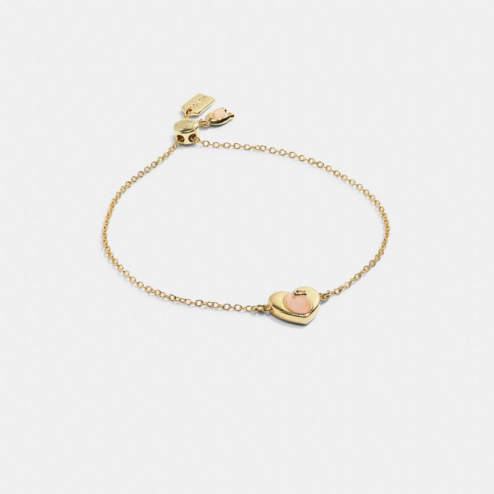 C9522 - Heart Padlock Slider Bracelet Gold