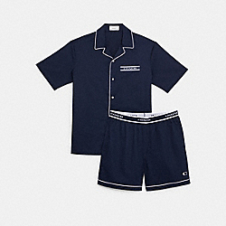 COACH C9603 Short Sleeve Top And Shorts Pajama Set NAVY
