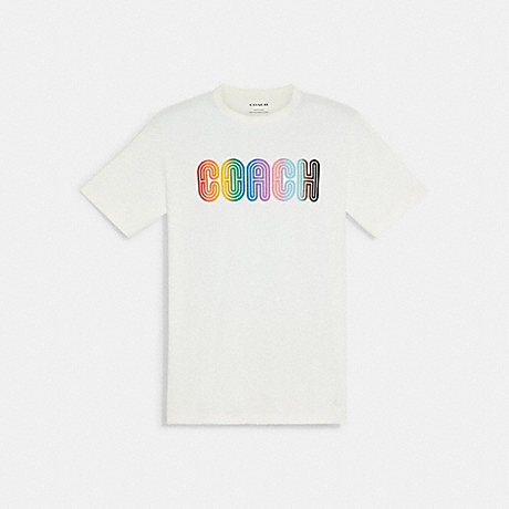 COACH C9607 Rainbow Signature T Shirt BRIGHT-WHITE