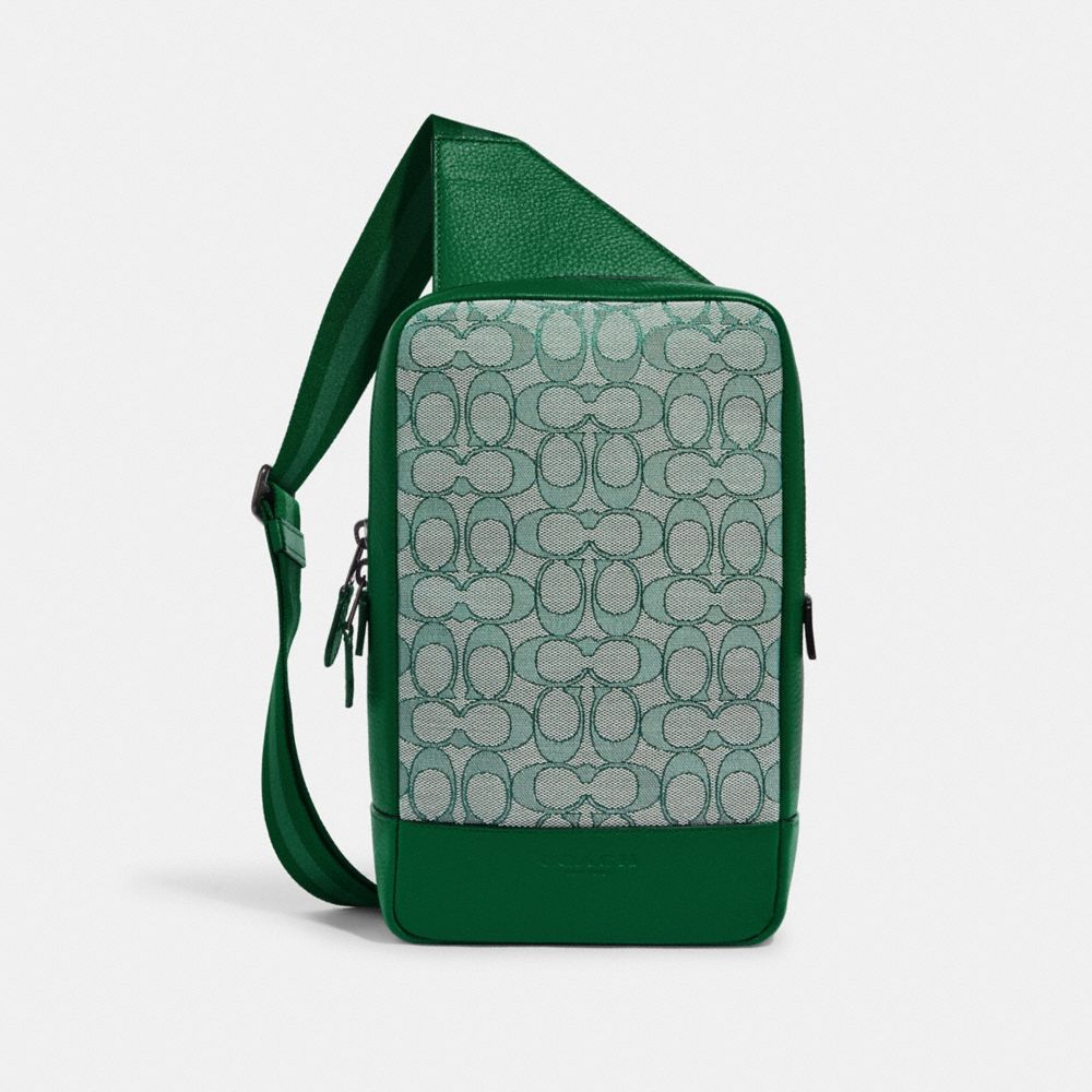 COACH C9609 - TURNER PACK IN SIGNATURE JACQUARD - GUNMETAL/GREEN ...