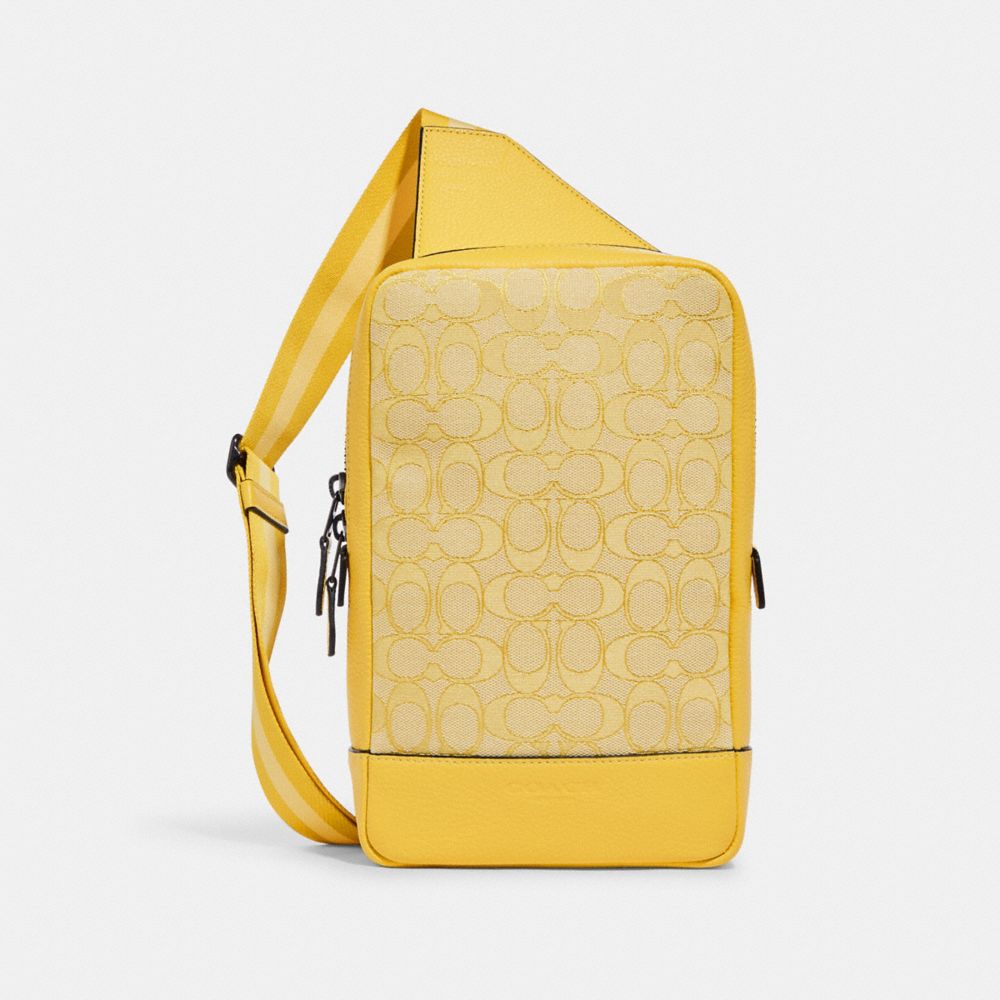 Turner Pack In Signature Jacquard - GUNMETAL/RETRO YELLOW - COACH C9609