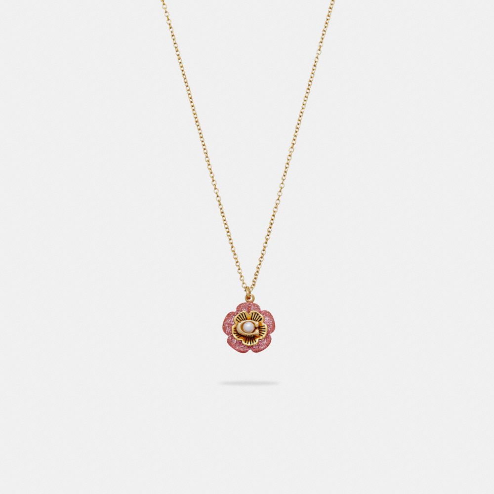 COACH C9617 Tea Rose Necklace GOLD/PINK