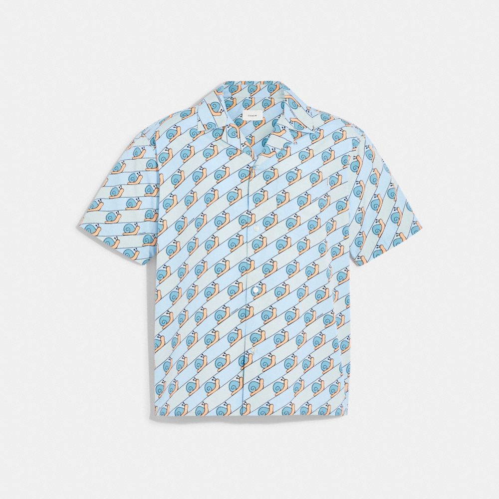 COACH C9686 Snail Camp T Shirt In Organic Cotton BLUE