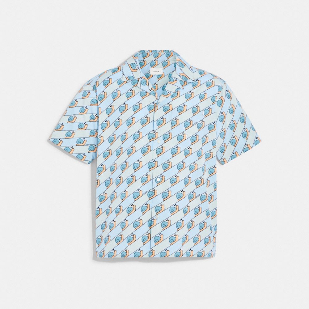 COACH C9686 Snail Camp T Shirt In Organic Cotton Blue