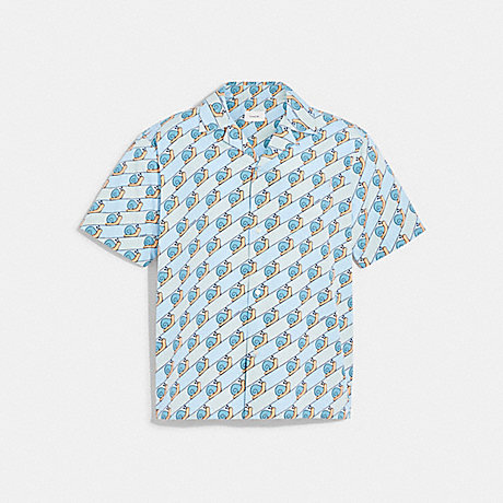 COACH C9686 Snail Camp T Shirt In Organic Cotton Blue