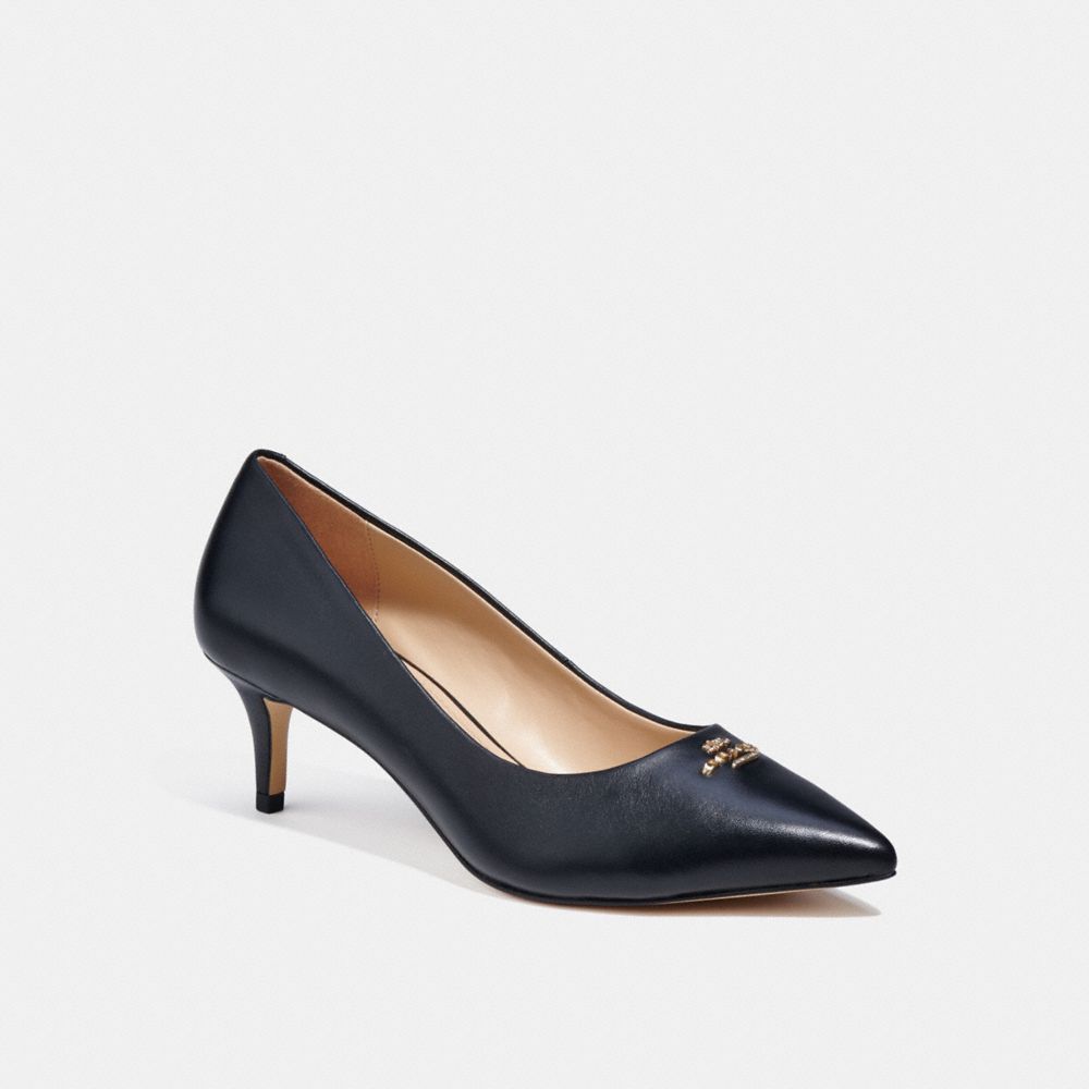 WEB限定カラー コーチバックストラップリボンパンプス黒24.5〜25cm