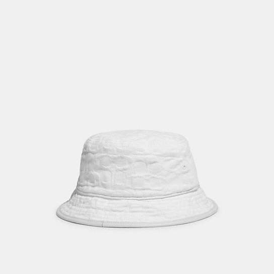 C9716 - Signature Jacquard Bucket Hat White