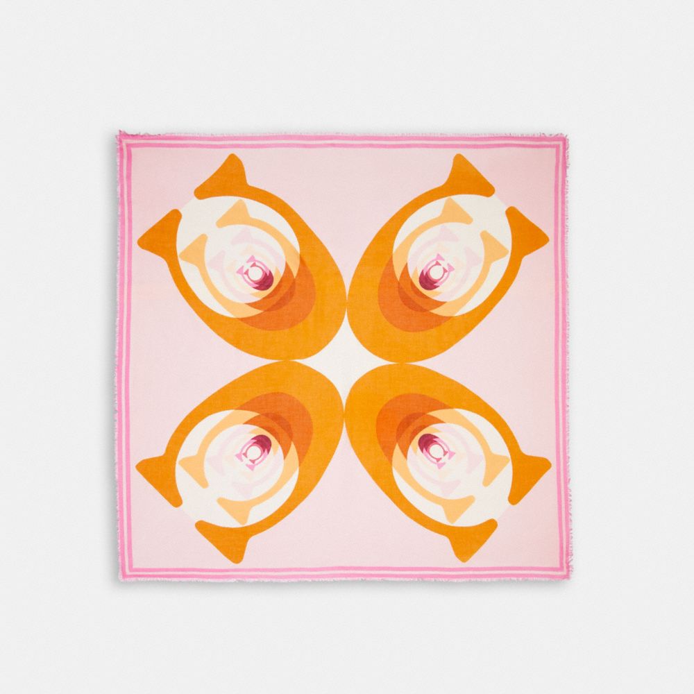 Kaleidoscope Signature Oversized Square Scarf - C9720 - PINK/ORANGE