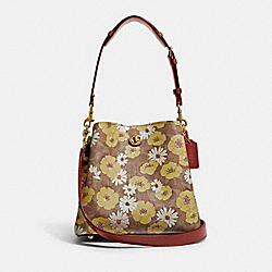 Willow Bucket Bag In Signature Canvas With Floral Print - C9722 - Brass/Tan Rust Multi