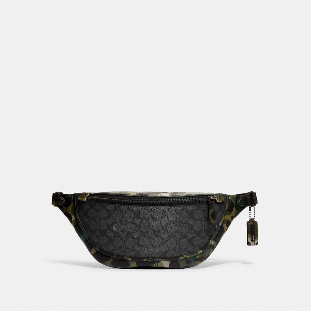 COACH C9730 League Belt Bag In Signature Canvas With Camo Print Charcoal Multi