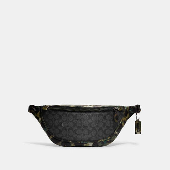 C9730 - League Belt Bag In Signature Canvas With Camo Print Charcoal Multi