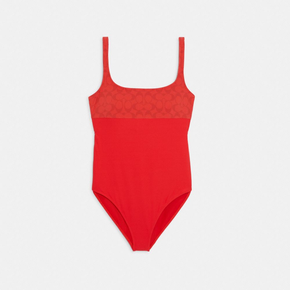Signature One Piece Swimsuit - C9783 - RED/RED